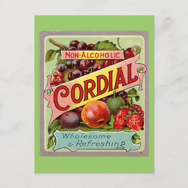 Postal Etiqueta de bebida de cosecha no alcohólica (Anverso)