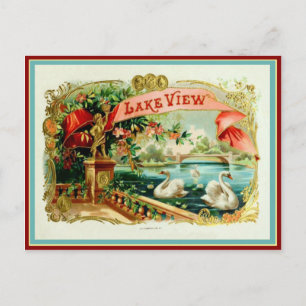 Postal Etiqueta de caja de cigarros antigua