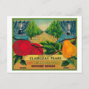Postal Etiqueta de caja de pera Hopehurst Payette, ID