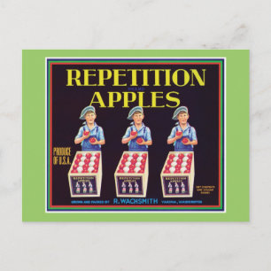 Postal Etiqueta de cosecha de manzanas de repetición