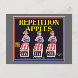 Postal Etiqueta de cosecha de manzanas de repetición