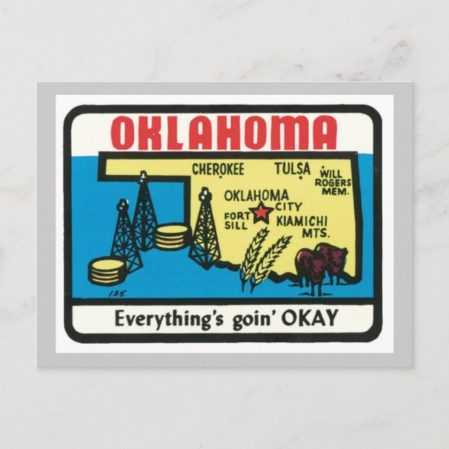 Postal Etiqueta de cosecha de Oklahoma (Anverso)