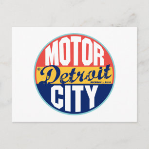 Postal Etiqueta de época de Detroit
