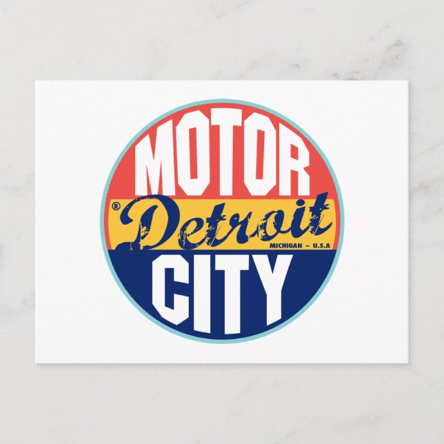 Postal Etiqueta de época de Detroit (Anverso)