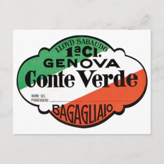 Postal Etiqueta de equipaje Genova Conte Verde