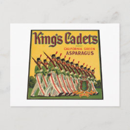 Postal Etiqueta de espárragos vintage de los cadetes del 