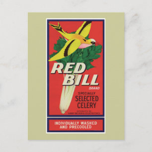 Postal Etiqueta de fábrica de celerias de Bill Rojo Vinta