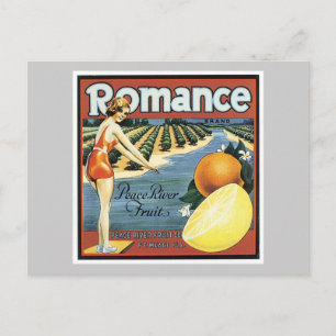 Postal Etiqueta de fruta de Romance Vintage