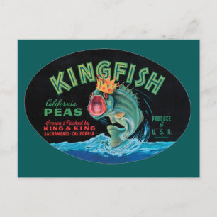 Postal Etiqueta de guisantes de Kingfish