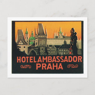 Postal Etiqueta de hotel de Viajes Vintage Praha Repúblic