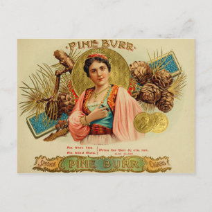 Postal Etiqueta de la caja de puros de vintage