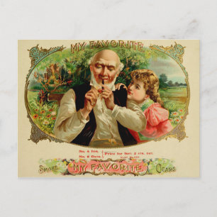 Postal Etiqueta de la caja de puros de vintage