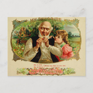 Postal Etiqueta de la caja de puros de vintage
