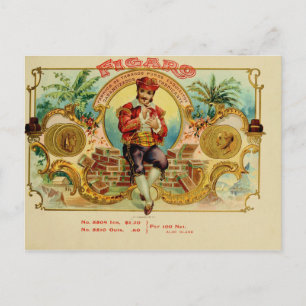 Postal Etiqueta de la caja de puros de vintage