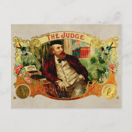 Postal Etiqueta de la caja de puros del juez vintage