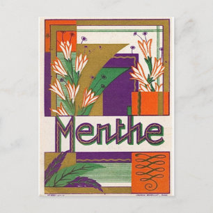 Postal Etiqueta de licor francés vintage Art Deco