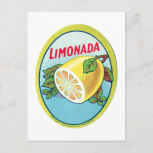 Postal Etiqueta de Limonada de época