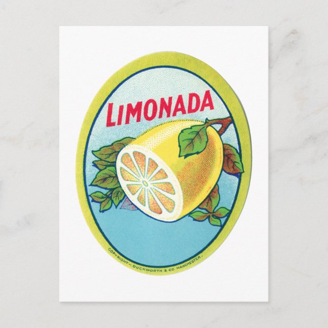Postal Etiqueta de Limonada de época (Anverso)