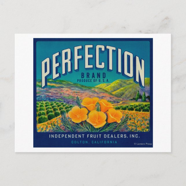 Postal Etiqueta de Naranja de PerfecciónColton, CA (Anverso)