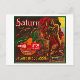 Postal Etiqueta de Naranja de SaturnoUpland, CA
