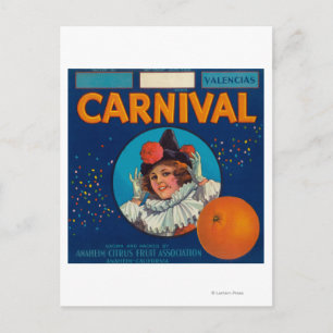 Postal Etiqueta de Naranja del CarnavalAnaheim, CA