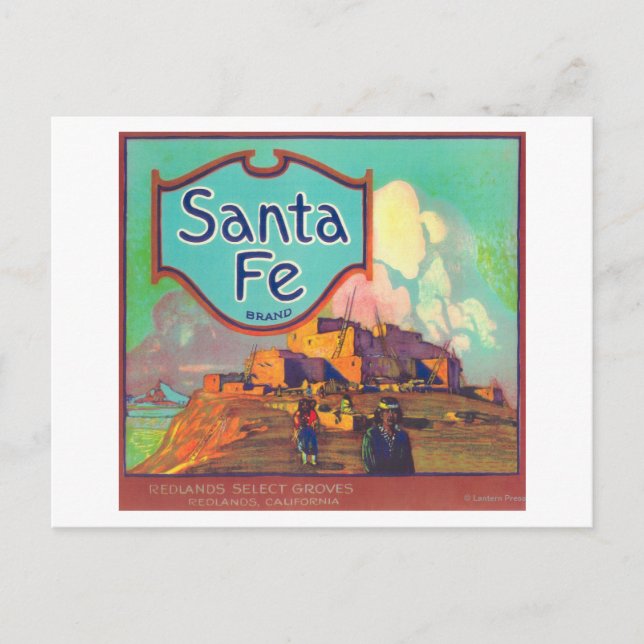 Postal Etiqueta de Naranja Santa FeRedlands, CA (Anverso)