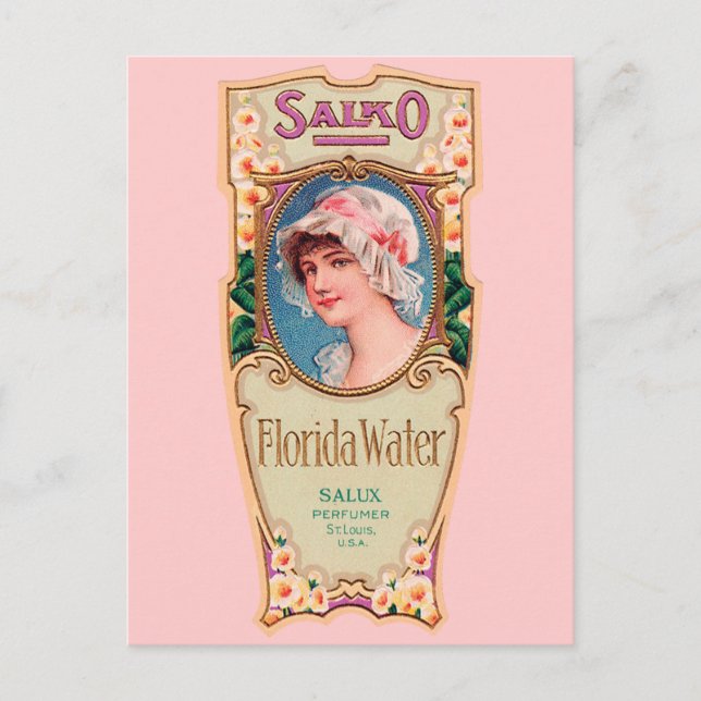 Postal Etiqueta de perfume de agua de Salko Florida (Anverso)