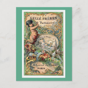 Postal Etiqueta de perfume de París de época