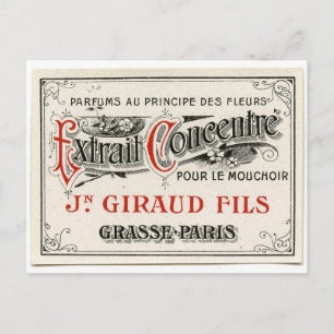Postal Etiqueta de perfume de París de época