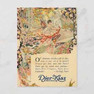 Postal Etiqueta de perfume francés Djer-Kiss