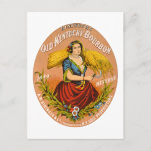 Postal Etiqueta de publicidad de Whiskey, circa 1860.