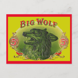 Postal Etiqueta de puros de lobo grande
