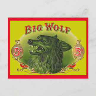 Postal Etiqueta de puros de lobo grande
