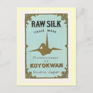 Postal Etiqueta de seda japonesa vintage de la rana de or