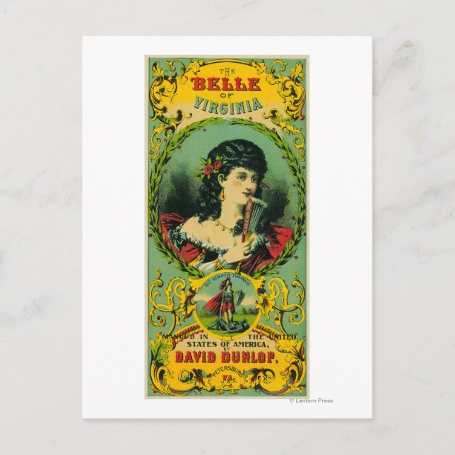 Postal Etiqueta de tabaco de Belle Virginia, Petersburgo, (Anverso)