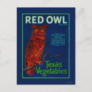Postal Etiqueta de Verdura Red Owl