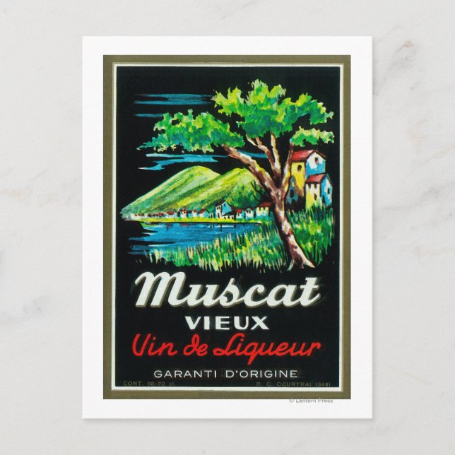 Postal Etiqueta de vino de Muscat VieuxEurope (Anverso)