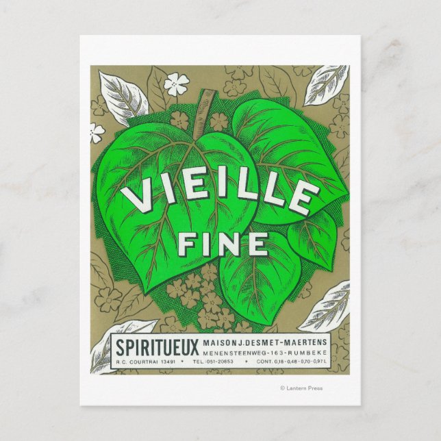 Postal Etiqueta de vino fino de VieilleEurope (Anverso)