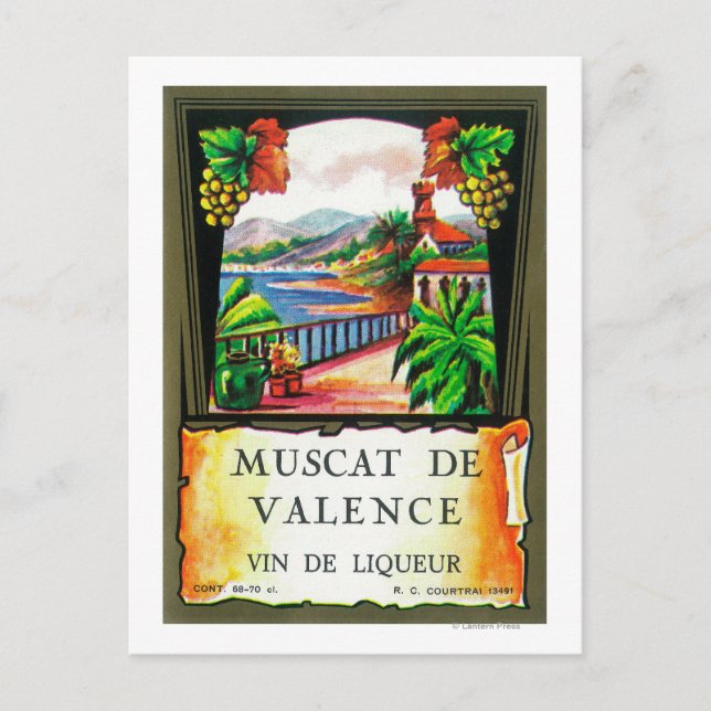 Postal Etiqueta de vino Muscat De ValenceEurope (Anverso)