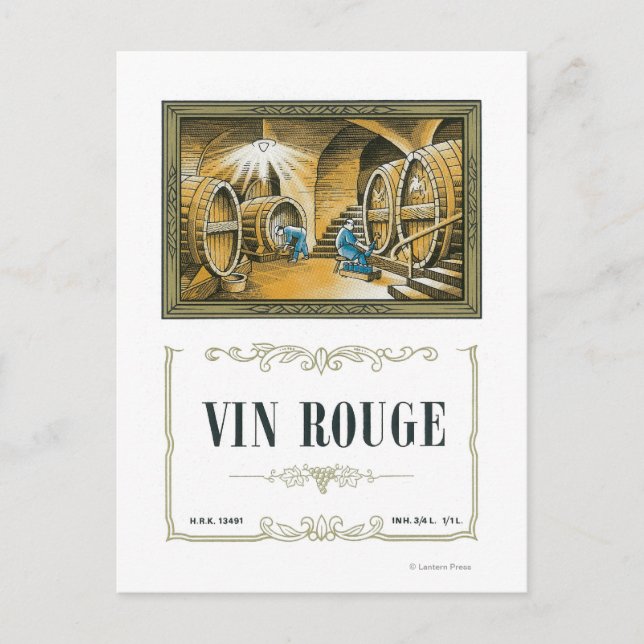 Postal Etiqueta de vino Vin RougeEurope (Anverso)