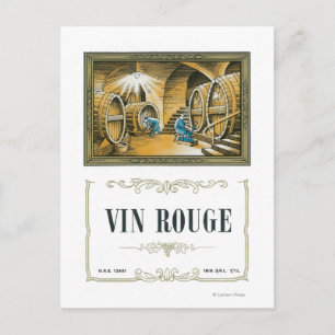 Postal Etiqueta de vino Vin RougeEurope