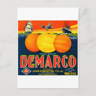 Postal Etiqueta del cajón de la fruta del vintage