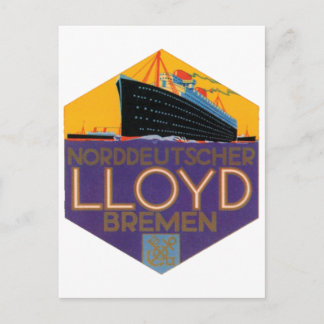 Postal Etiqueta del equipaje de Norddeutcher Lloyd Bremen