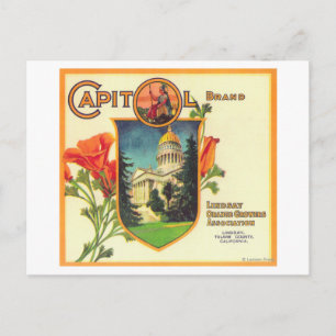 Postal Etiqueta del Naranja CapitolLindsay, CA