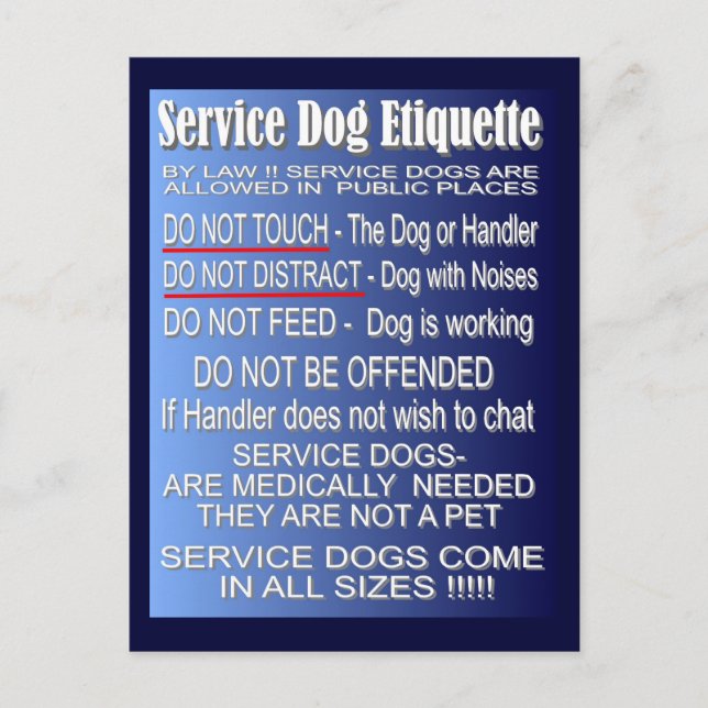 Postal Etiqueta del perro de servicio (Anverso)
