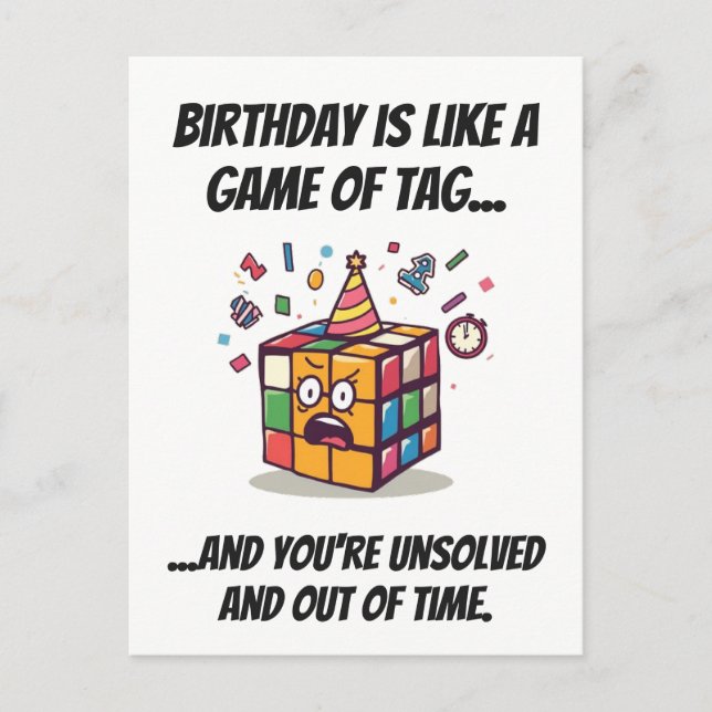 Postal Etiqueta divertida de cumpleaños de Speedcube con  (Anverso)
