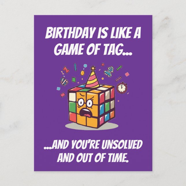 Postal Etiqueta divertida de cumpleaños de Speedcube con  (Anverso)