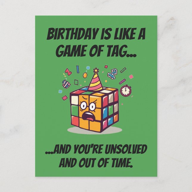 Postal Etiqueta divertida de cumpleaños de Speedcube con  (Anverso)