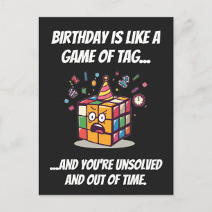 Postal Etiqueta divertida de cumpleaños de Speedcube con