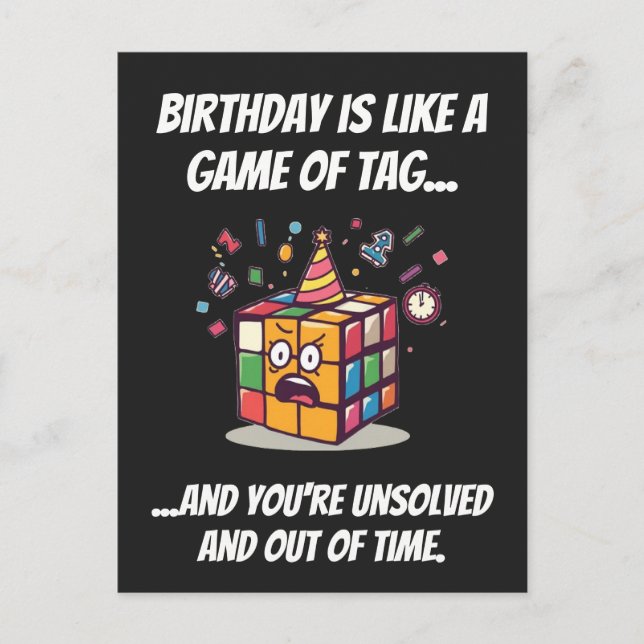Postal Etiqueta divertida de cumpleaños de Speedcube con  (Anverso)